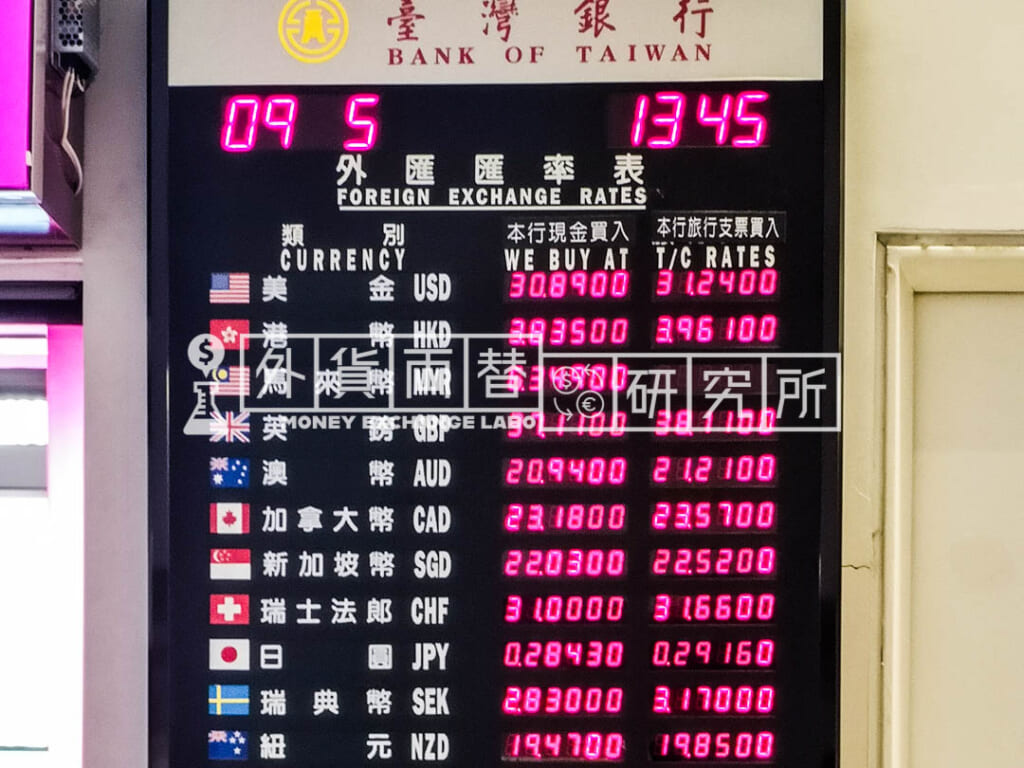 両替レート例（桃園空港）